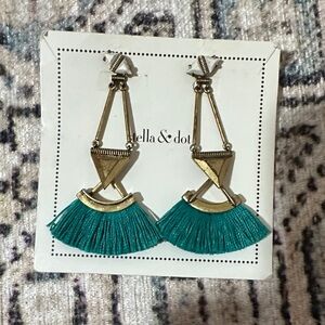 Stella & Dot Gold and Turquoise Fringe Earrings